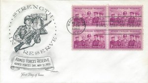 USA ARMED FORCES RESERVE BLOCK of 4 Sc 1067 FDC 1955