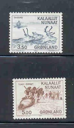 Greenland Sc 146-7 1981 hunting seals stamp set mint NH