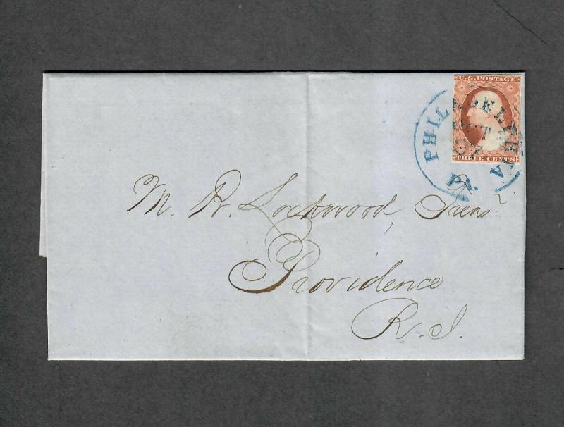 US Sc#11a Experimental Orange Brown Pos 69R1L Amonette Signed 1857, Cv. $700