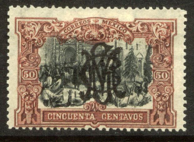 MEXICO 463, 50c VILLA MONOGRAM REVOLUT OVPERPRINT. UNUSED, H OG. F-VF.