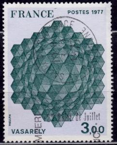 France, 1977, Tridimensional Design by Victor Vasarely, 3fr, sc#1519, used