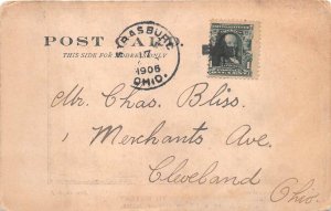 SCOTT #300 STAMP FANCY CANCEL STRASBURG OHIO MILITARY COMIC POSTCARD 1906