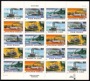 #3091 - 3095  Riverboats 32¢ 1995 Sheet  MNH River Boats Steamer Steamboat