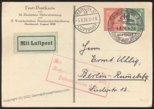 Germany 1926 Dortmund Stamp Dealers Day Private Postal Card Cover USED Ai 110145