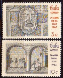 CUBA Sc# 785-786  STAMP DAY philately collecting  CPL SET of 2  1963  MNG