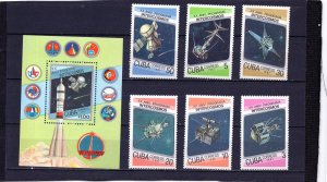 CUBA 1987 SPACE SET OF 6 STAMPS & S/S MNH