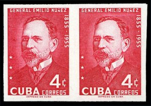 Cuba #549, 1955 General Nunoz, imperf. horizontal pair, never hinged, with 19...