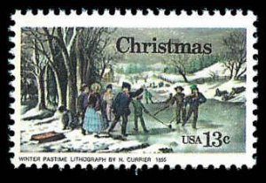 PCBstamps   US #1703 13c Christmas-Winter Pastime, MNH, (22)