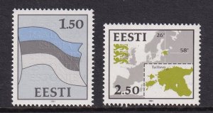 Estonia  #209-210  MNH 1991  map   flag