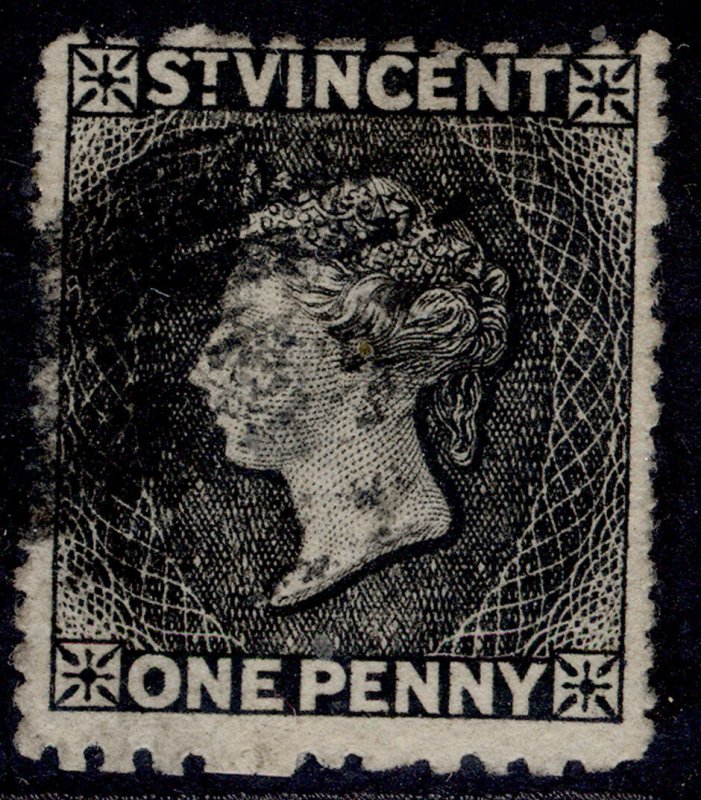 ST. VINCENT QV SG22, 1d black, FINE USED. Cat £16.