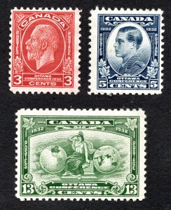 Canada 1932 1¢ George V  Stamp set #192-94 MNH CV $32
