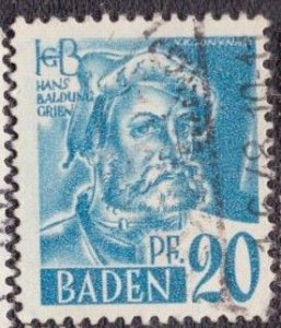 Germany -French Occupation Baden 1947 -  5n7 Used