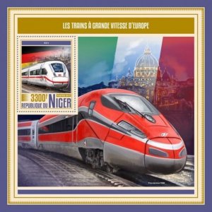 Niger - 2017 European Speed Trains - Stamp Souvenir Sheet - NIG17509b