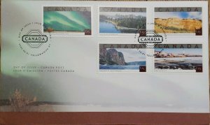 A) 2002, CANADA, TURISM, FDC, YELLOWKNIFE, NORTHERN LIGHTS, STANLEY PARK VANCOUV 