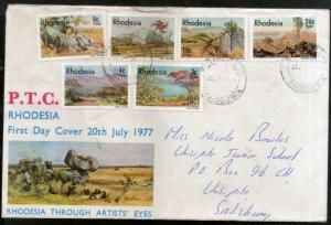 Rhodesia 1977 Landscape Paintings Mountain Art Sc 381-6 Commercial Used FDC #...