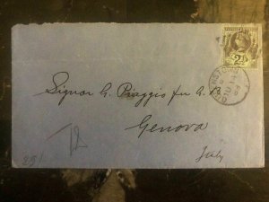 1889 Queenstown England Cover To Genova Italy