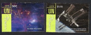 United Nations #1196-1197  50¢ & $1.15 Unispace +50 Conference (2018). Used.