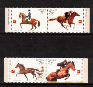 Ukraine Sc 648a-d Pairs MNH of 2006 - Horses in Sports - HM05