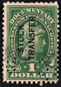 RD12 $1.00 Stock Transfer Stamp (1918) Used