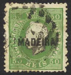 Madeira Sc# 24 Used 1871-1880 50r King Luiz Portugal Overprint