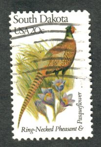 1993 South Dakota Birds and Flowers used single - perf 10.5 x 11