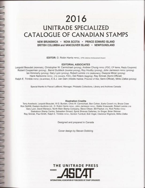 2016 The Unitrade Specialized Catalogue of Canadian Stamps