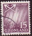 Greenland 52 used 1963 Northern Lights defin. 15 ore 