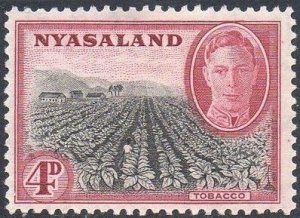 Nyasaland 1945 4d Tobacco MH