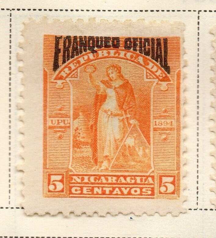 Nicaragua 1894 Early Issue Fine Mint Hinged 5c. Official Optd 323729