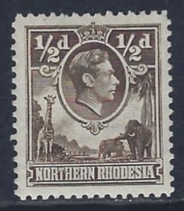 Northern Rhodesia, Scott #26; 1/2p King George VI, MH