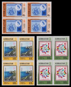 Gibraltar 390-392 Amphilex block set 3x4 MNH 1977