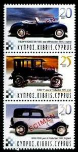 HERRICKSTAMP CYPRUS Sc.# 1002 Antique Automotibles (Cars) Specimen Overprint