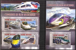 Guinea Bissau 2016 Modern Trains Locomotives sheet + S/S MNH
