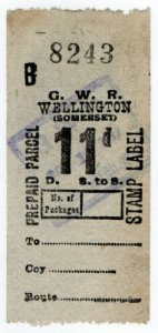 (I.B) Great Western Railway : Prepaid Parcel 11d (Wellington) 