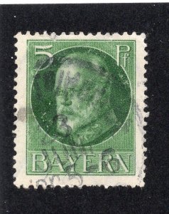 Bavaria 1914 5pf dark green Ludwig III, Scott 96a used, value = $2.00