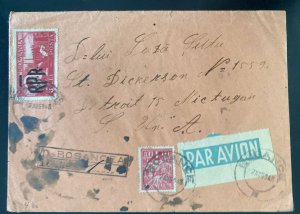 1948 Bosancea Romania Airmail Cover To Detroit MI USA