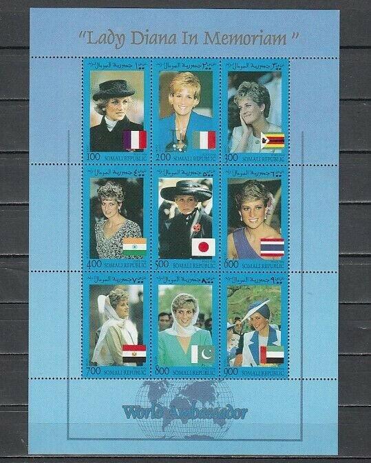 Somali Rep. 1998 Cinderella issue. Diana sheet of 9. ^