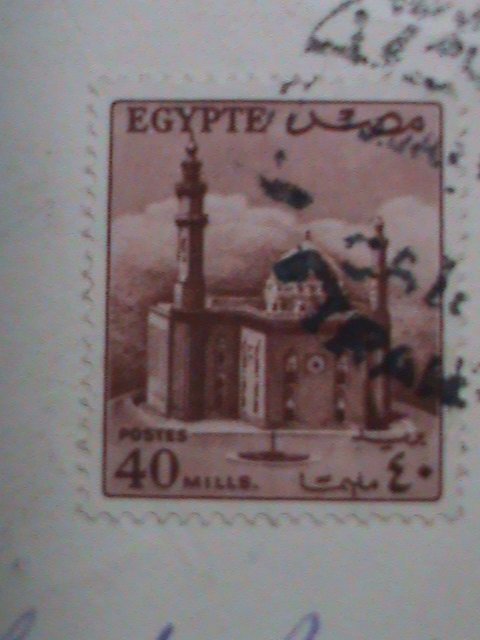 EGYPT  1953 SC#335,C69 70 YEARS OLD AIRMAIL COVER-MOSQUE OF SULTAN HASSANN VF