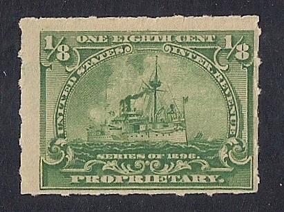 RB20 1/8 cent Propristary Battleship Stamps Mint OG NH F-VF