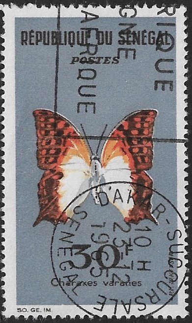 SENEGAL 1963 30fr BUTTERFLY Issue Sc 221 VFU