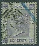 Hong Kong SC#12 Queen Victoria 6¢ Canceled