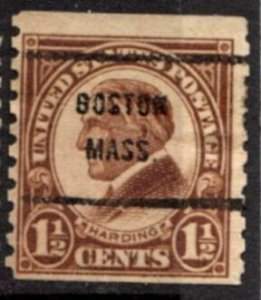 US Stamp #598x61 Warren G. Harding Regular Coil Issue 1923-9 Precancel