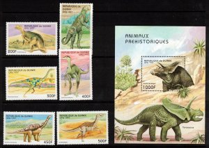 Guinea Sc 1417-23 MNH set & S/S issue of 1997 - Dinosaurs-Prehistoric Animals