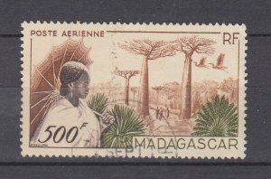 J45948 JL Stamps 1952 madagascar used #c56 airplane