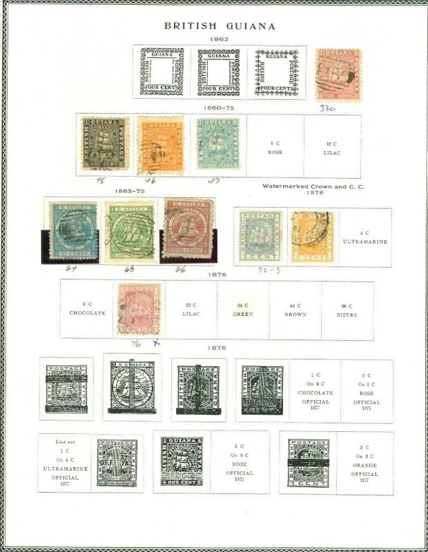 EDW1949SELL : BRITISH GUIANA Mint & Used collection with many Better. Cat $685.