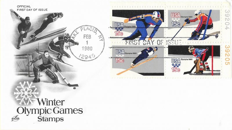 1979 FDC, #1798b, 15c Winter Olympic Games, Art Craft