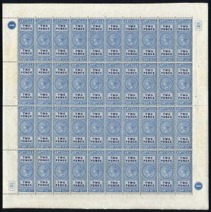 Antigua 1870 2d Stamp Duty Sheet of 40