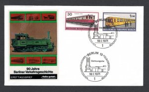 GERMANY 1971 Trains #9N309 & 9N310 FDC covers,   Berlin Folio-Print   18. 1. 71