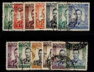 SOUTHERN RHODESIA GVI SG40-52, 1937 complete set, FINE USED. Cat £23.