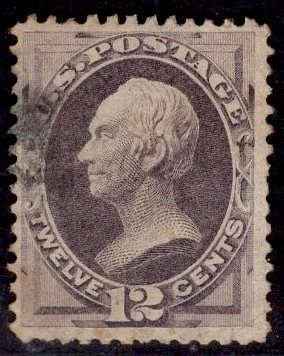 US Stamp #151 12c Dull Violet Clay USED SCV $200. Face Free Cancel.